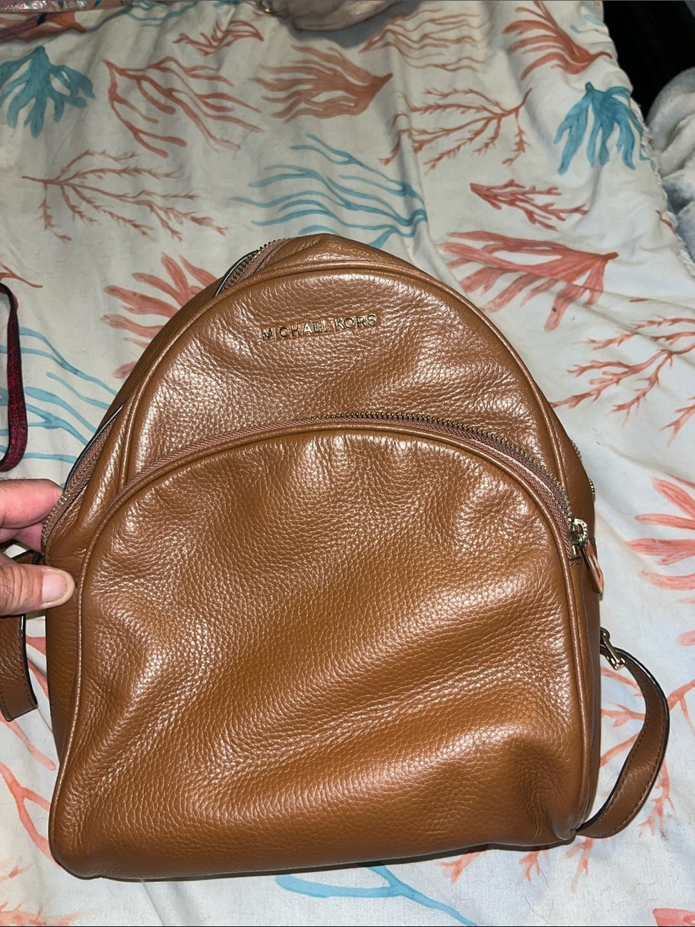 Michael Kors Brown Pebbled Leather Backpack